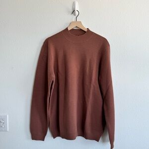 Harry Brown NEW Men’s Knitted Ribbed Mock Neck Sweater Brown Orange NWT size XL